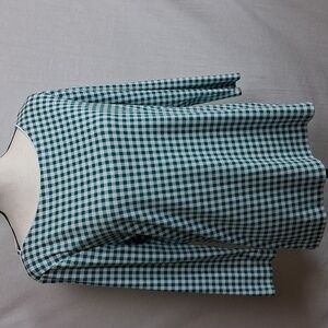 Land's End 100% Baumwolle Green & White Checkered Top - L